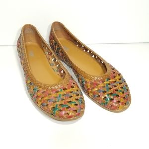 Woman's ToGo Woven Leather Boho Flat Shoes Size 6.5 US